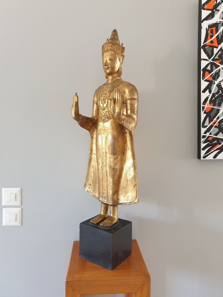 Siam (thailand) - Standing Buddha - 98 Cm-photo-5