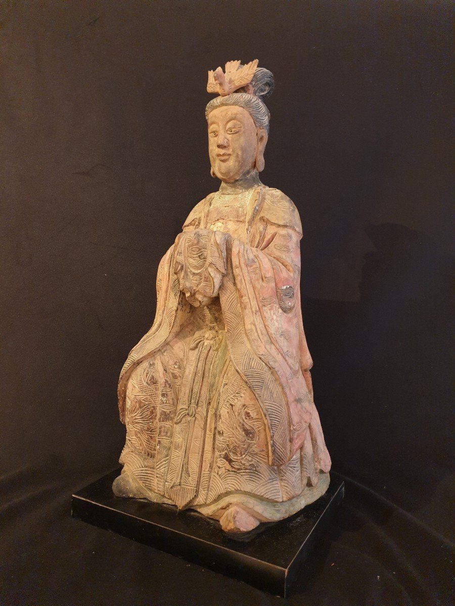 China - Wooden Guanyin - 19th - 70 Cm-photo-3