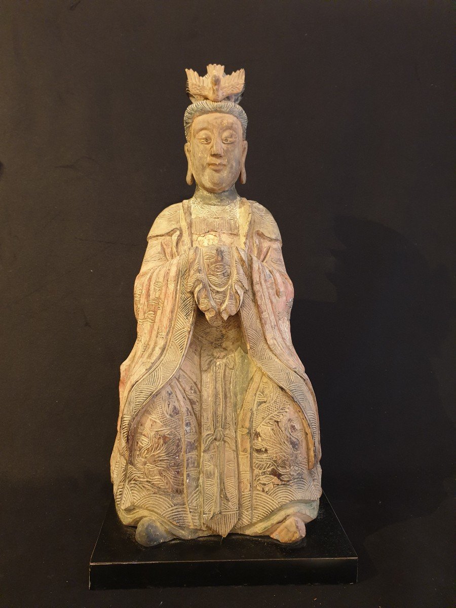 China - Wooden Guanyin - 19th - 70 Cm