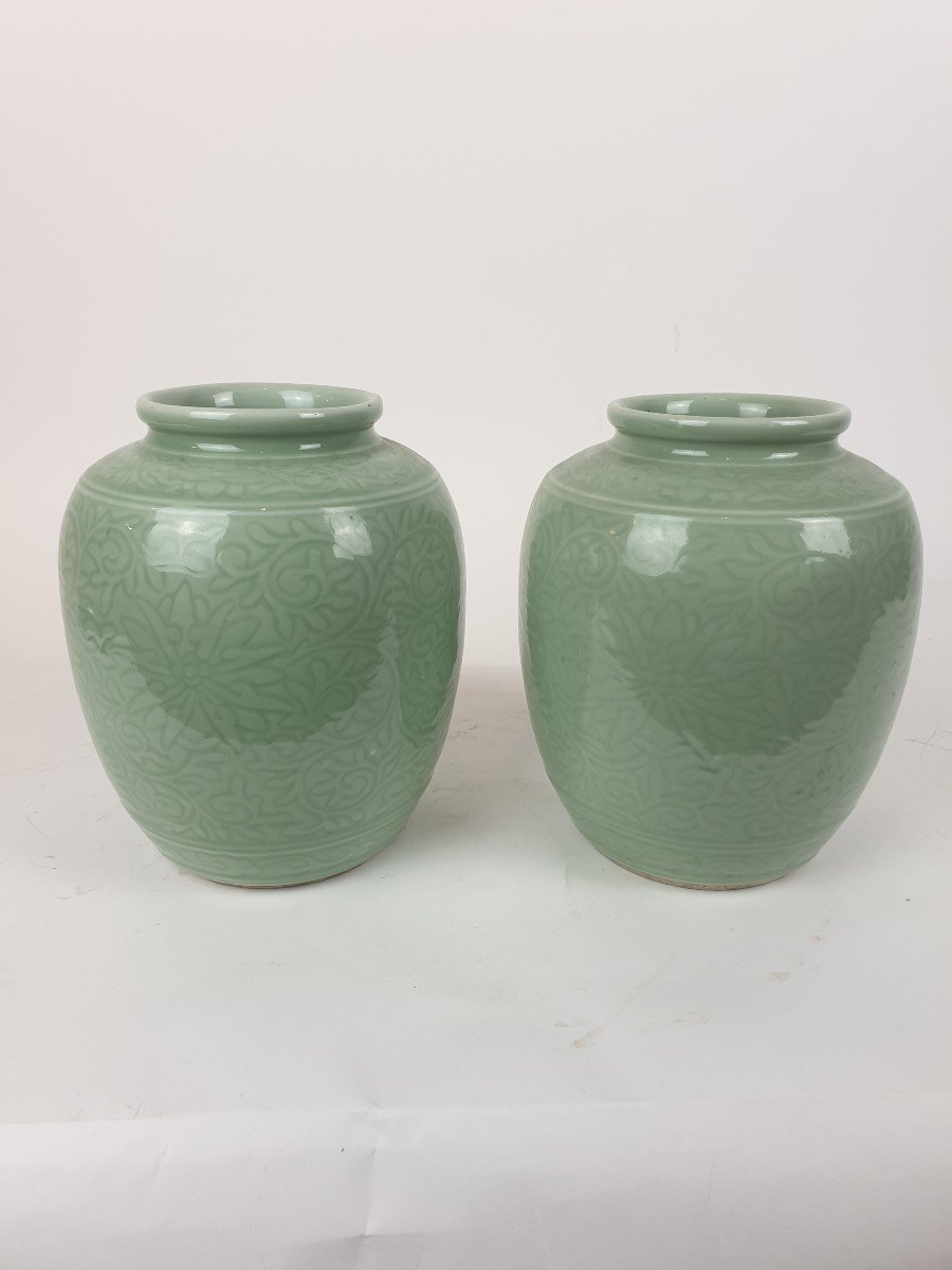 Chine - Paire De Vases  - 19 cm-photo-1