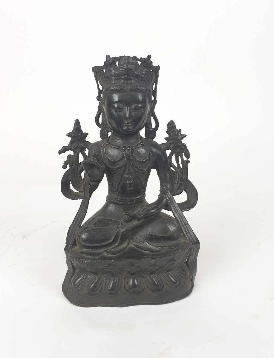 Bodhisattva En Bronze - Dynastie Qing - 23 Cm