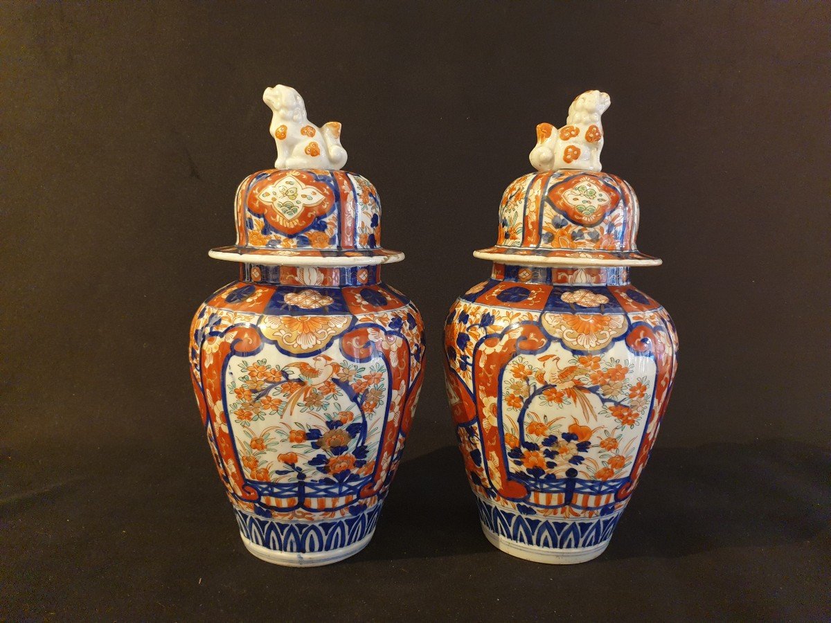 China - Pair Of Imari Vases - 38 Cm-photo-3