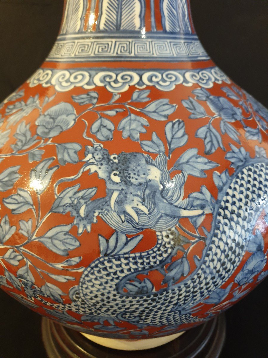 China - Large Qing Dynasty Vase (1644 - 1912) - 49 Cm-photo-2