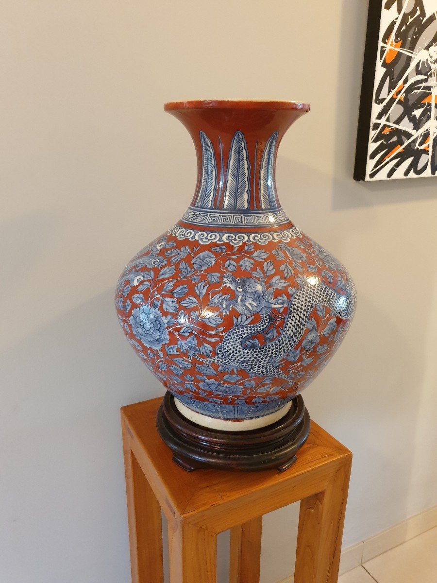 China - Large Qing Dynasty Vase (1644 - 1912) - 49 Cm-photo-3