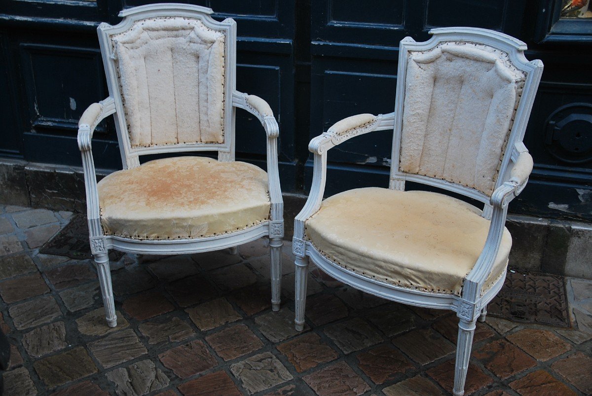 Paire De Fauteuils D époque Louis XVI-photo-3