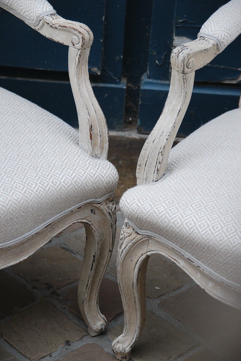 Pair Of Large Armchairs To The Queen D Regence Period XVIII-photo-1