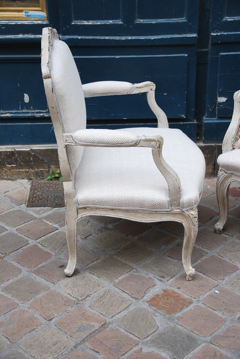 Pair Of Large Armchairs To The Queen D Regence Period XVIII-photo-4