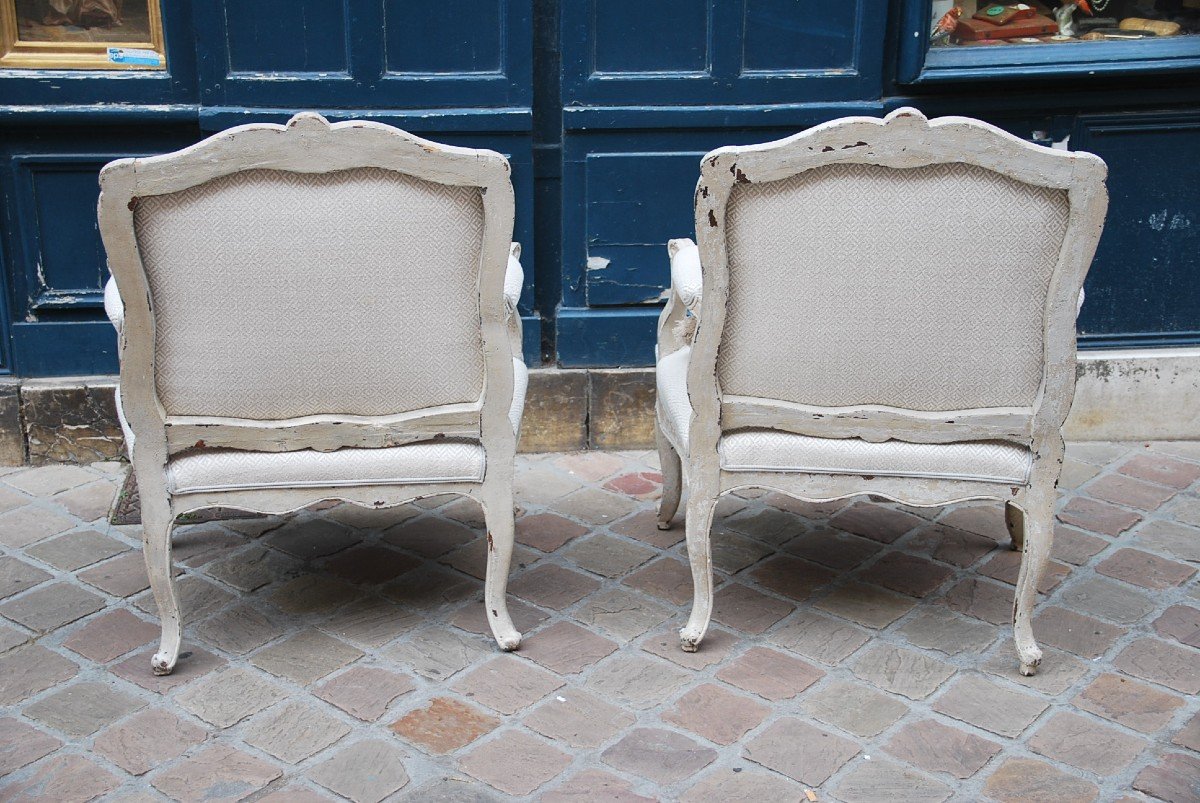 Pair Of Large Armchairs To The Queen D Regence Period XVIII-photo-7