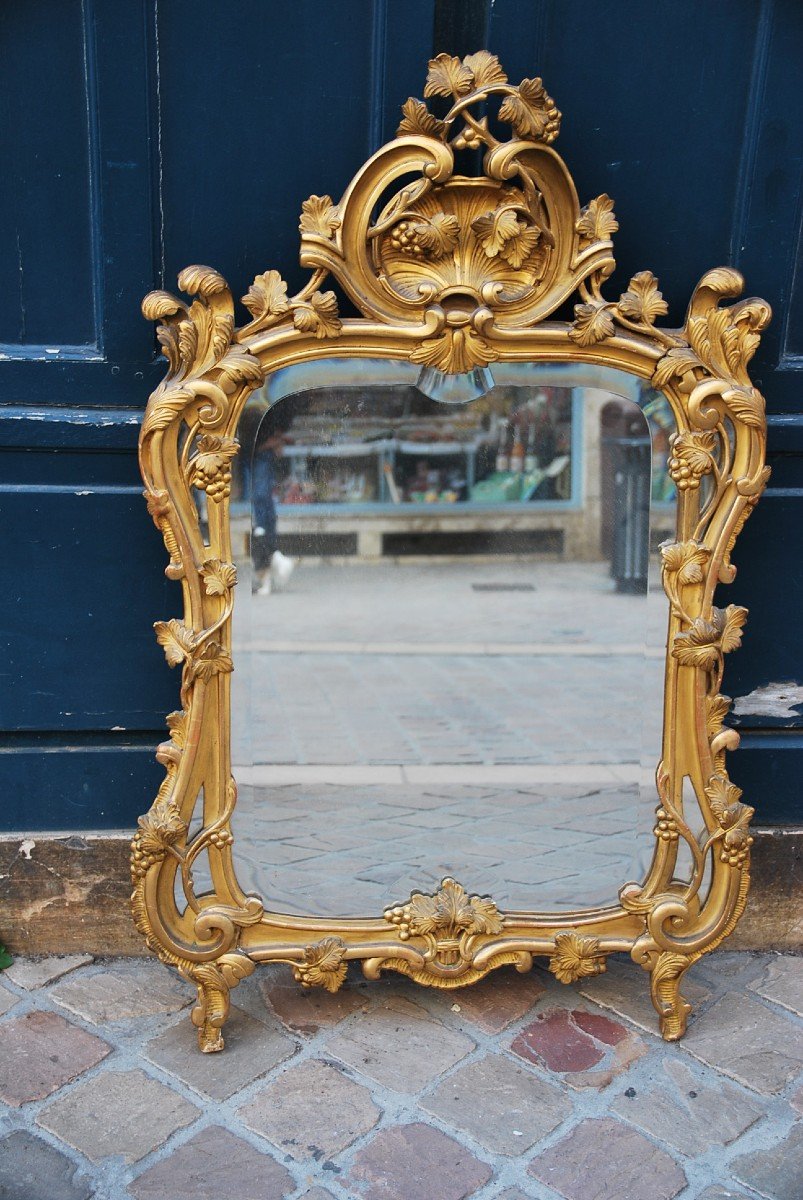 Miroir En Bois Sculpté Et Doré D époque Louis XV  Provence  XVIII-photo-3