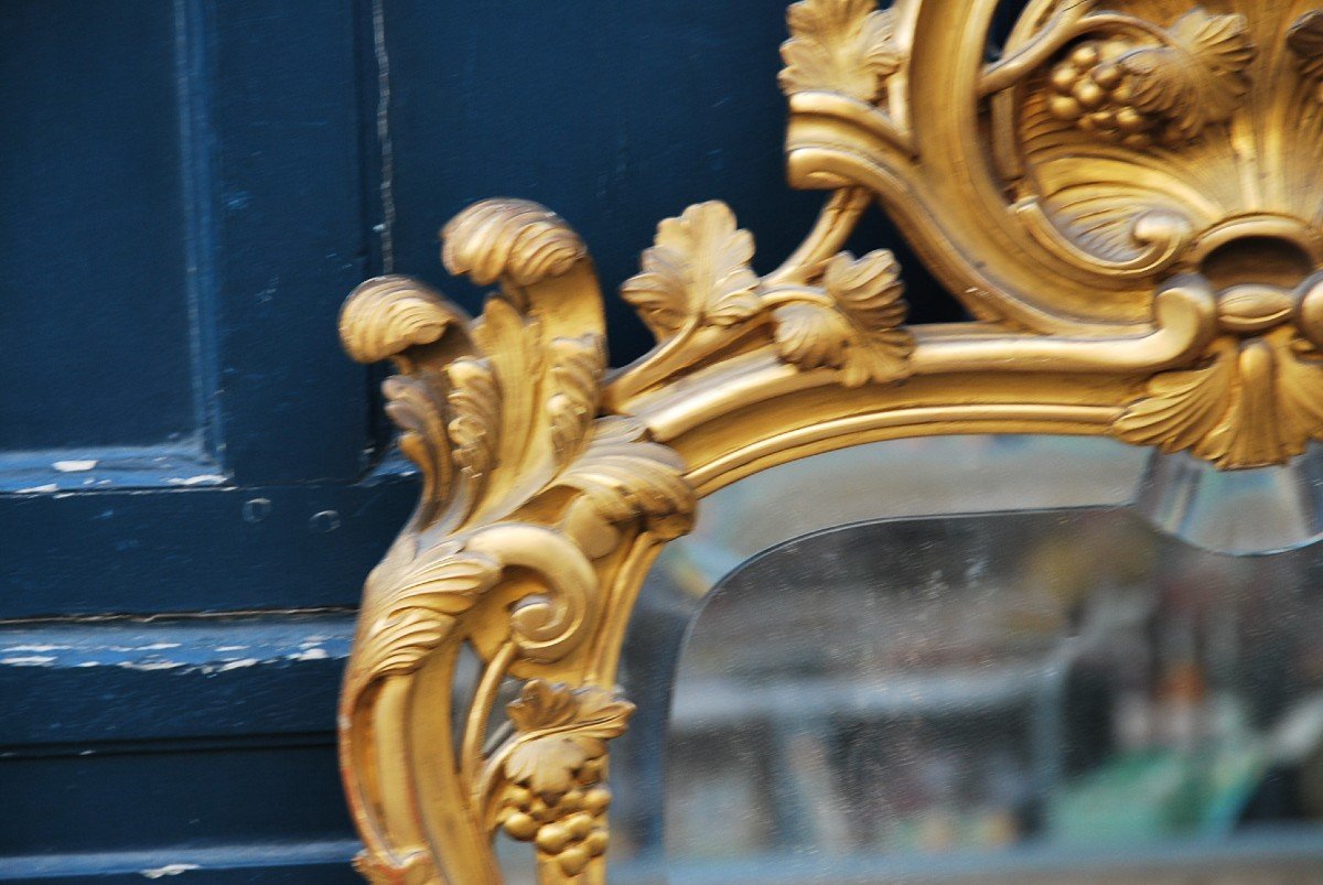 Miroir En Bois Sculpté Et Doré D époque Louis XV  Provence  XVIII-photo-1