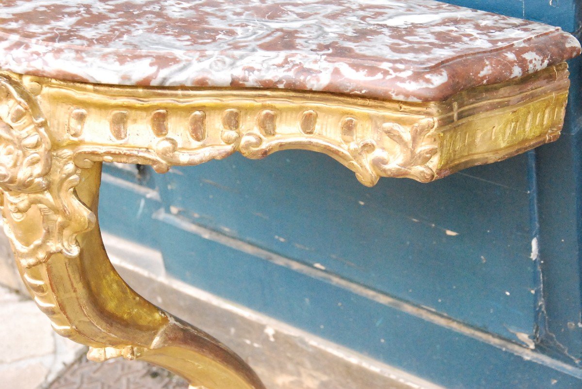 Console In Golden Wood With A Foot D Regence Period XVIII-photo-4