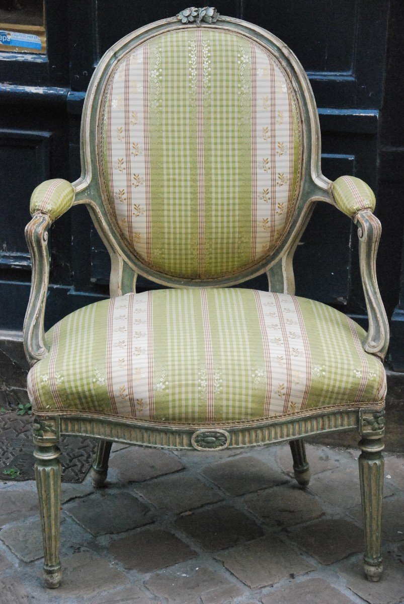 Pair Of Cabriolet Armchairs D Louis XVI Period-photo-3