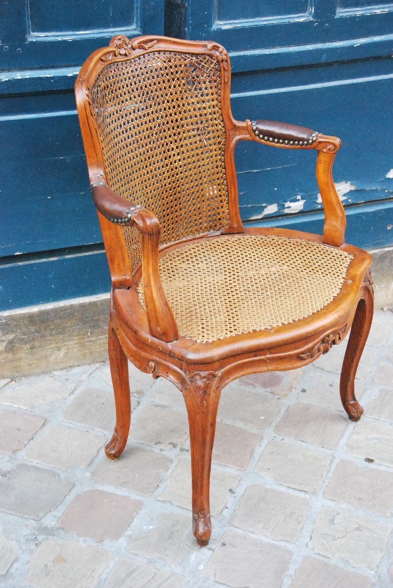 Caned Office Armchair Stamped From Boulard XVIII-photo-1