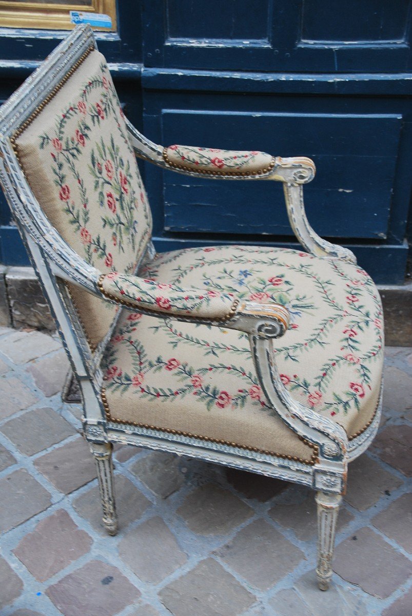 Jacob , Paire De Fauteuils Et Suite De 4 Chaises époque Louis XVI-photo-6