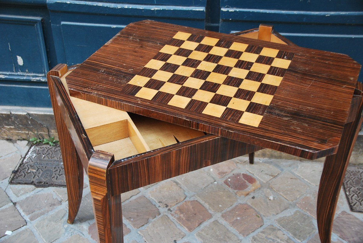 Ebony Veneer Game Table Circa 1930-photo-2