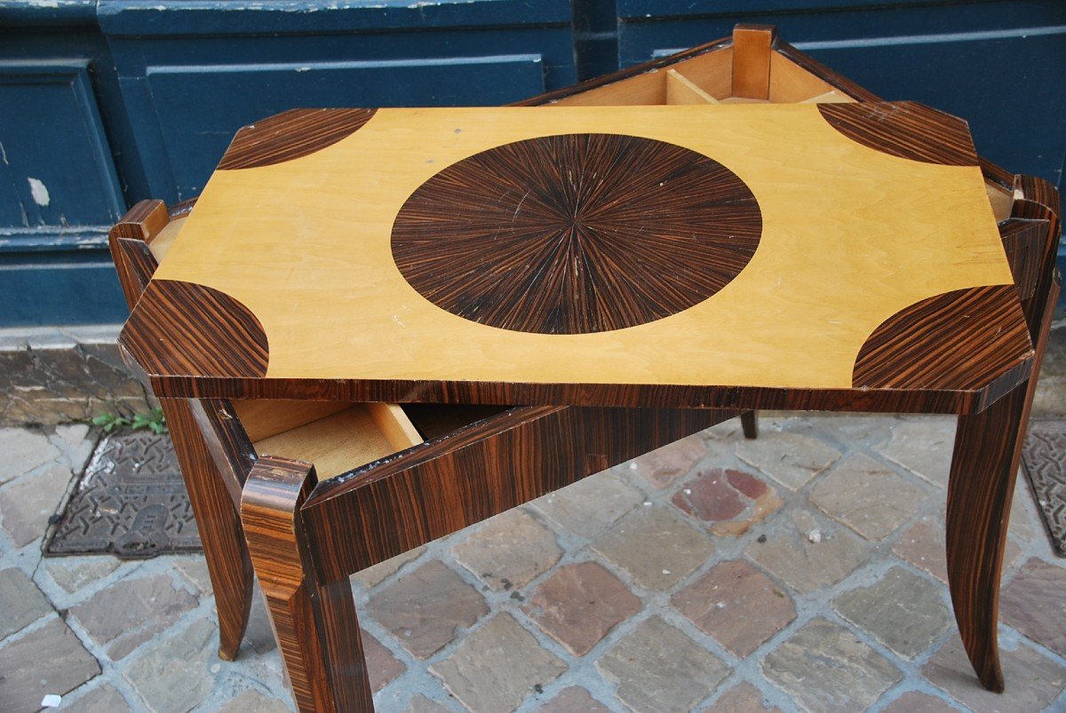 Ebony Veneer Game Table Circa 1930-photo-3