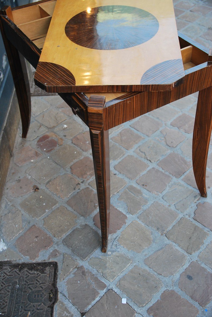 Ebony Veneer Game Table Circa 1930-photo-4