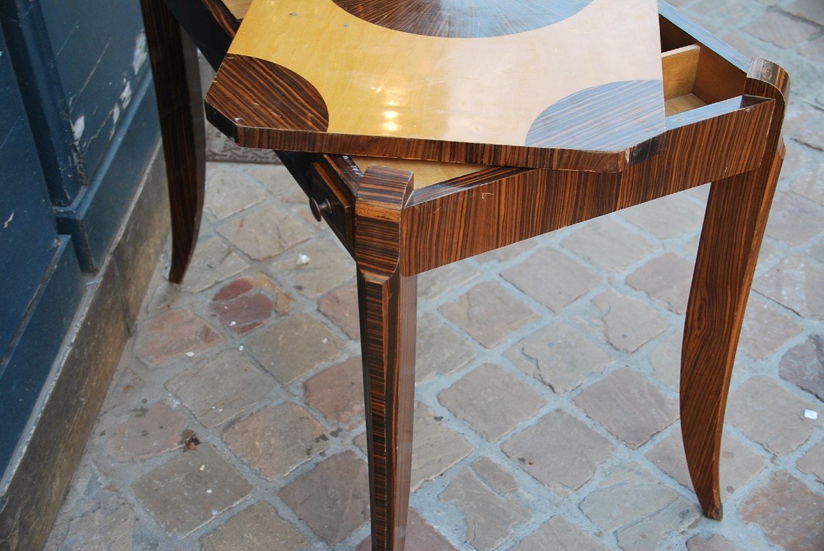 Ebony Veneer Game Table Circa 1930-photo-1