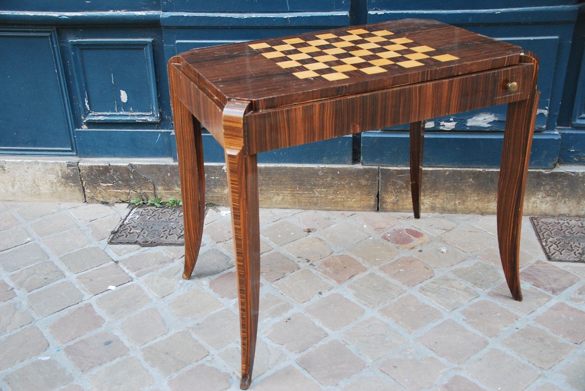 Ebony Veneer Game Table Circa 1930-photo-2