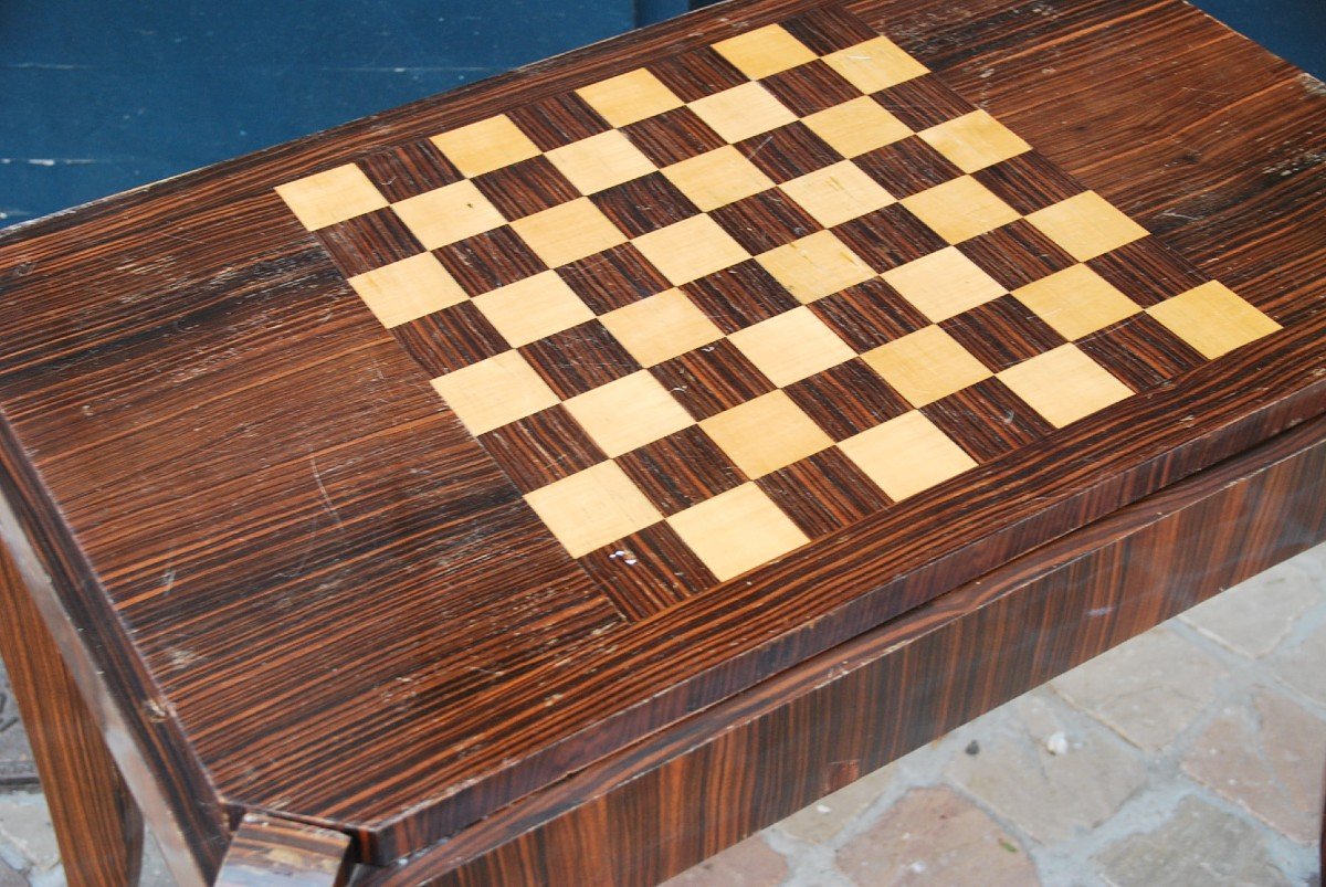 Ebony Veneer Game Table Circa 1930-photo-3