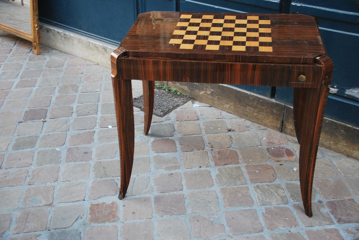 Ebony Veneer Game Table Circa 1930-photo-5