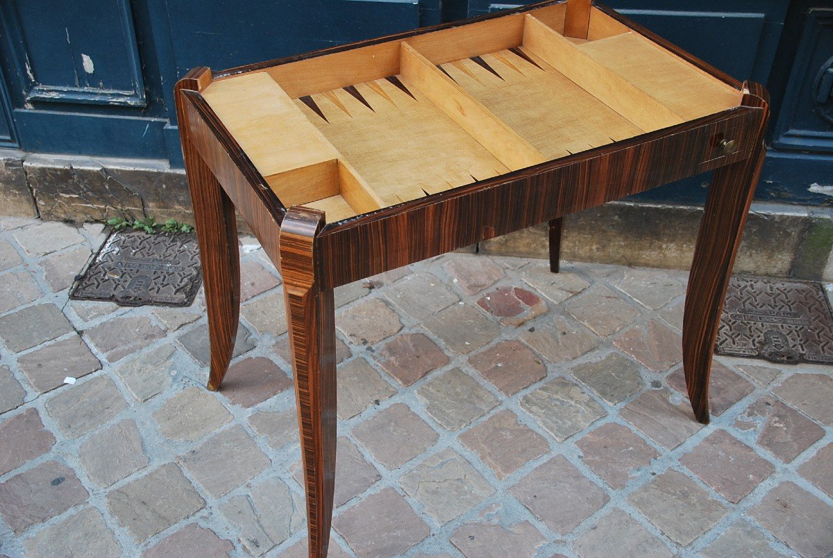 Ebony Veneer Game Table Circa 1930-photo-6