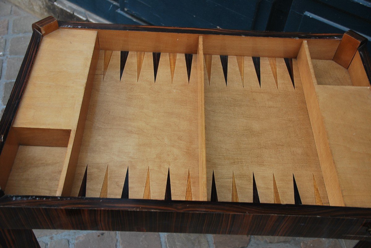 Ebony Veneer Game Table Circa 1930-photo-7