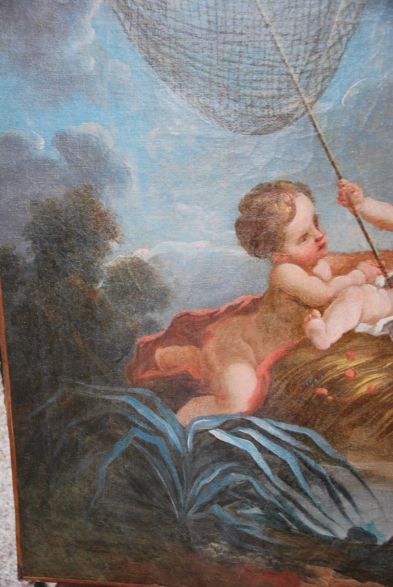 Boucher D Après , Huile Les Enfants Pêcheurs  Huile XVIII-photo-3