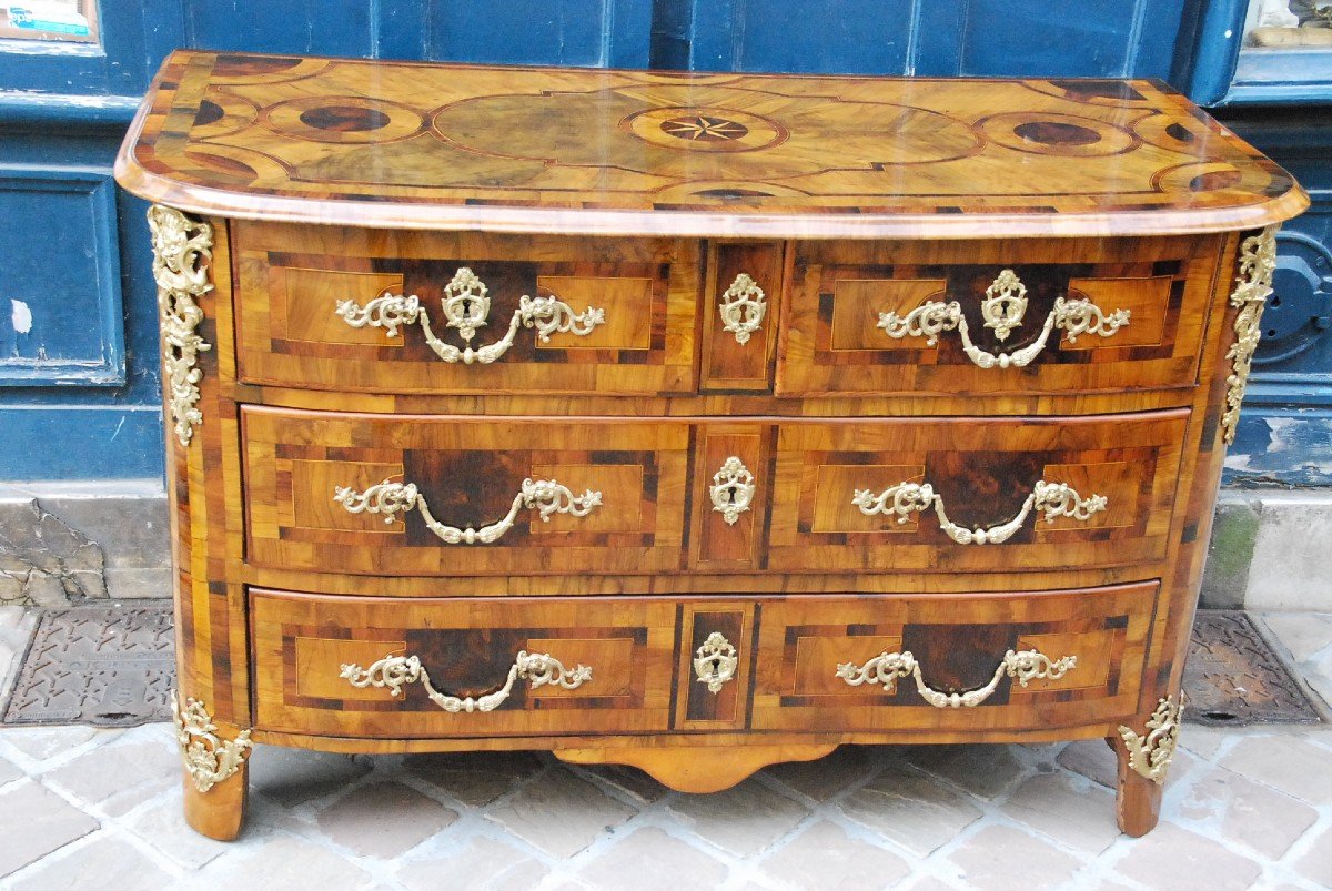 Commode In Dauphiné Marquetry D Louis XIV Period-photo-2