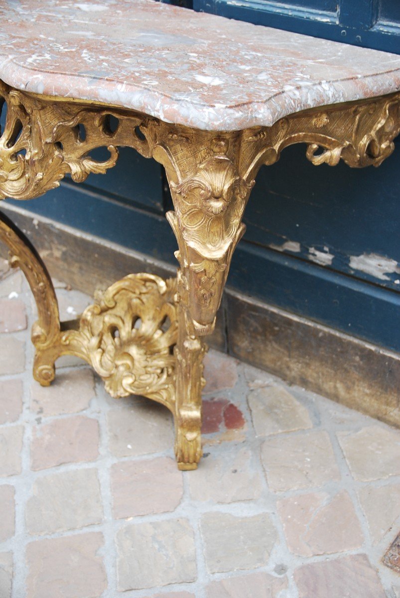 Console In Carved And Gilded Wood D Louis XV Period-photo-2