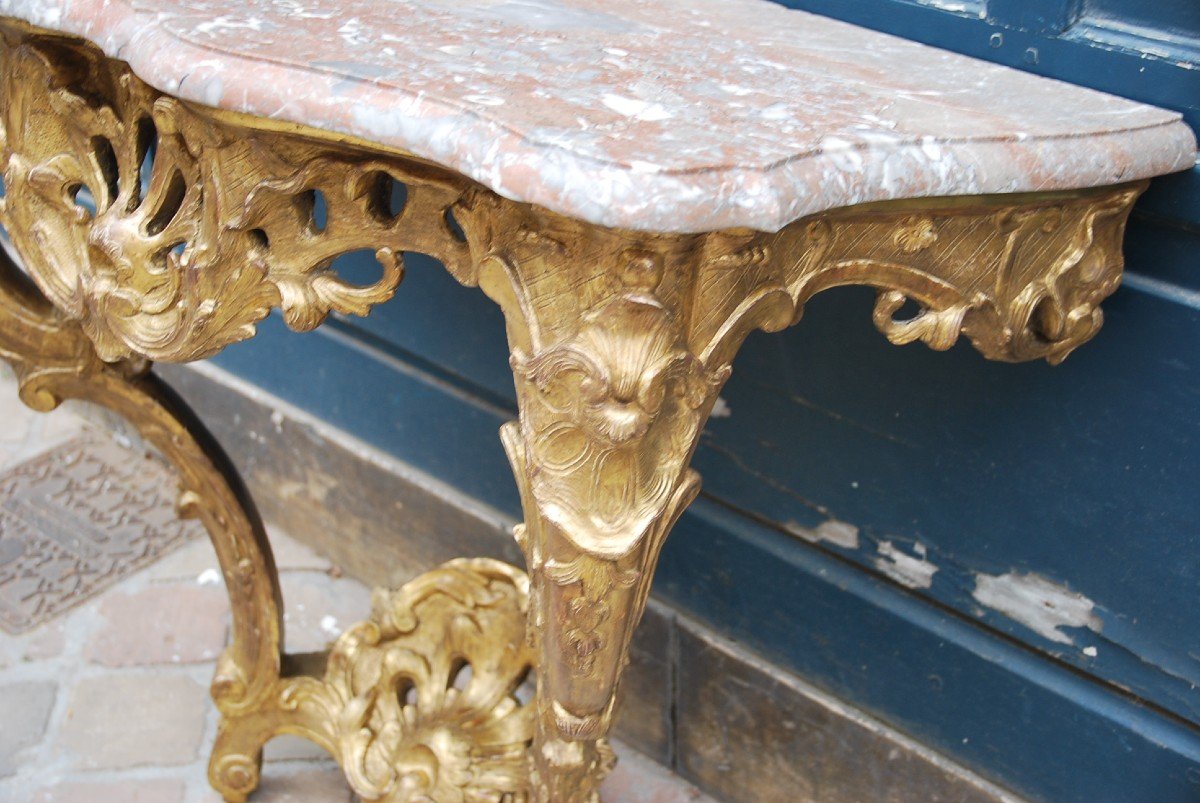 Console In Carved And Gilded Wood D Louis XV Period-photo-3