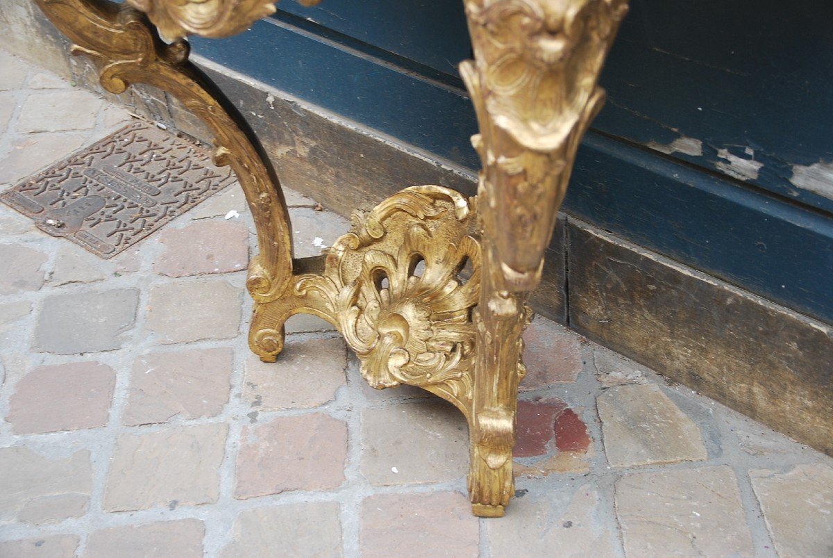 Console In Carved And Gilded Wood D Louis XV Period-photo-4