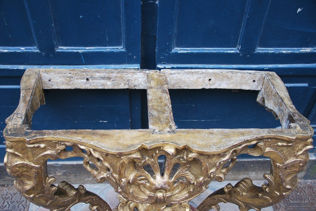 Console In Carved And Gilded Wood D Louis XV Period-photo-1