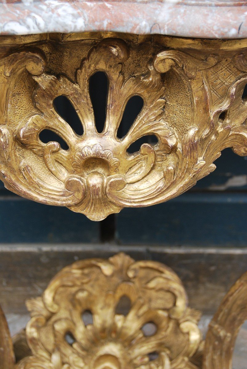 Console In Carved And Gilded Wood D Louis XV Period-photo-4