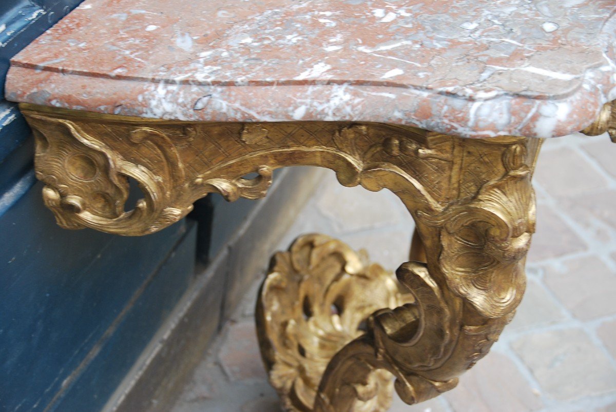 Console In Carved And Gilded Wood D Louis XV Period-photo-7