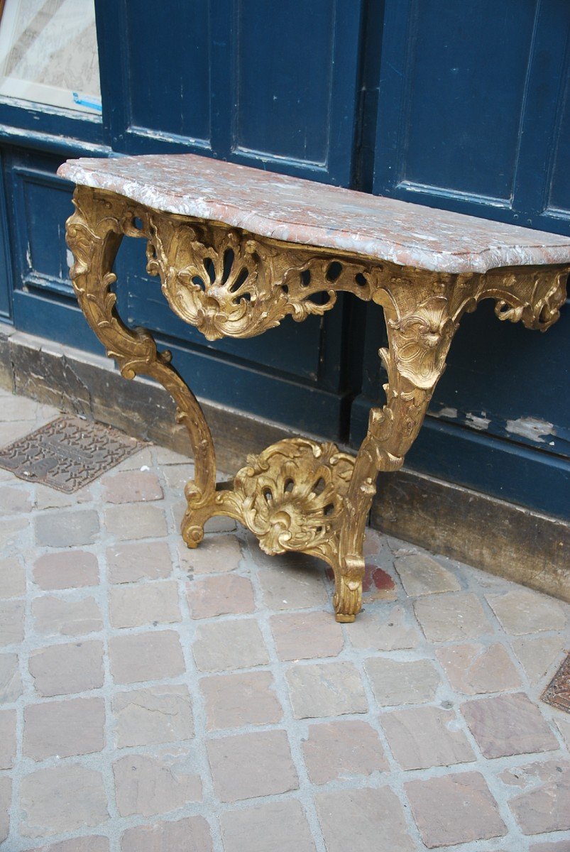 Console In Carved And Gilded Wood D Louis XV Period-photo-8