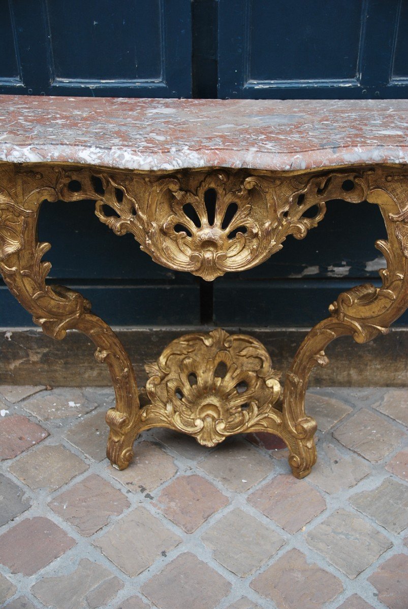 Console In Carved And Gilded Wood D Louis XV Period