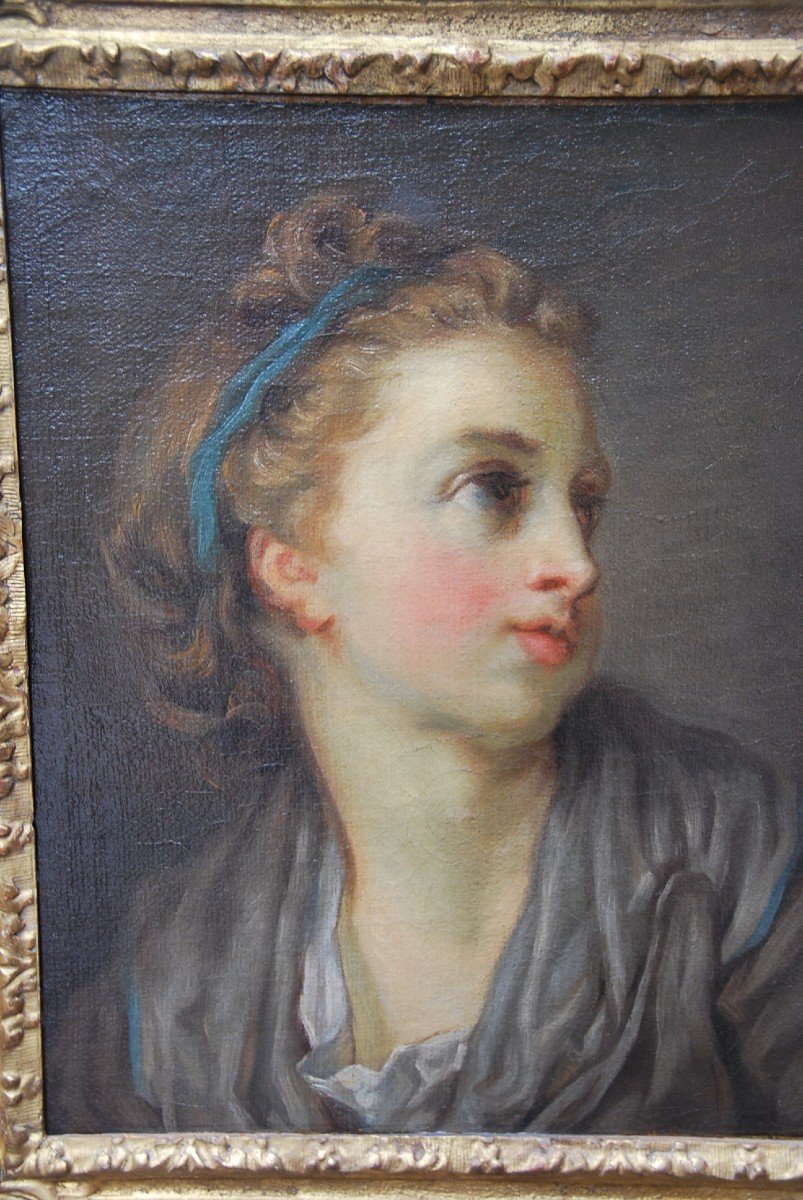 Greuze Follower Of, Portrait Of Young School Girl XVIII-photo-2