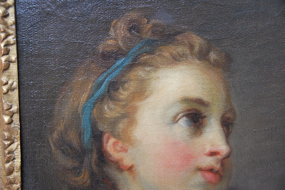 Greuze Follower Of, Portrait Of Young School Girl XVIII-photo-3