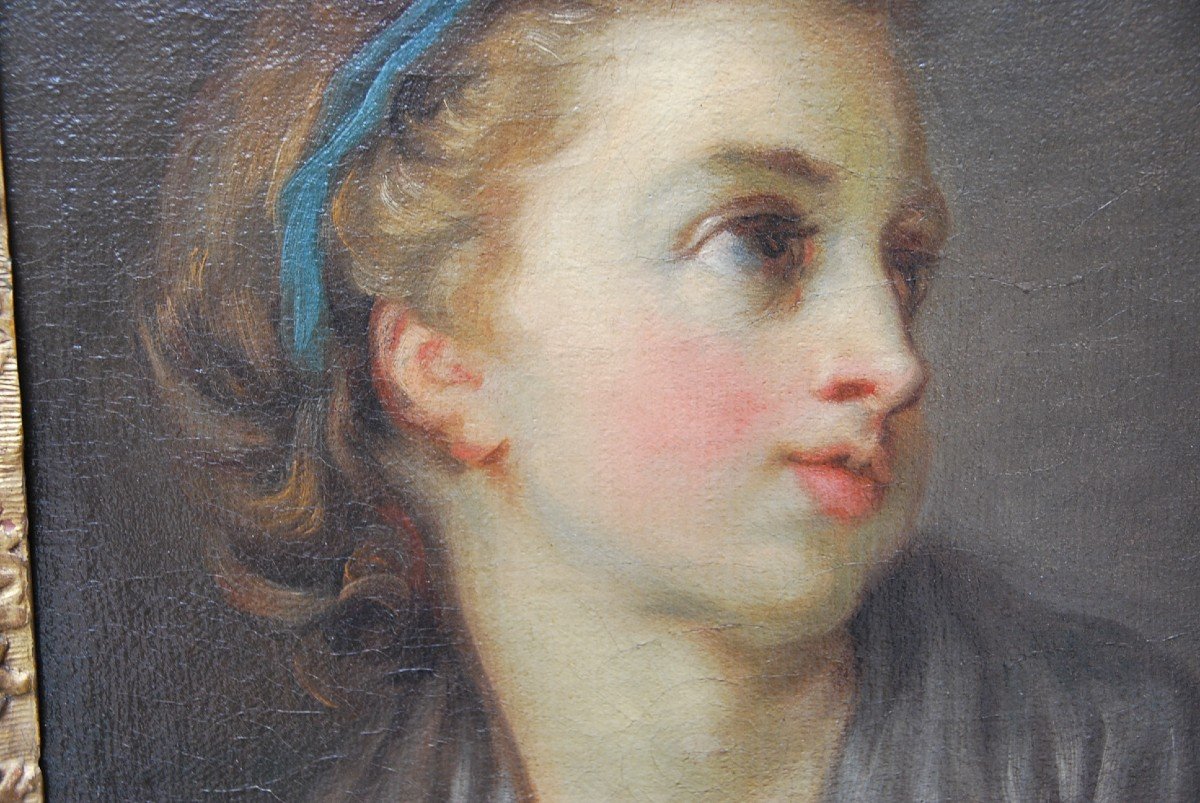 Greuze Follower Of, Portrait Of Young School Girl XVIII-photo-4