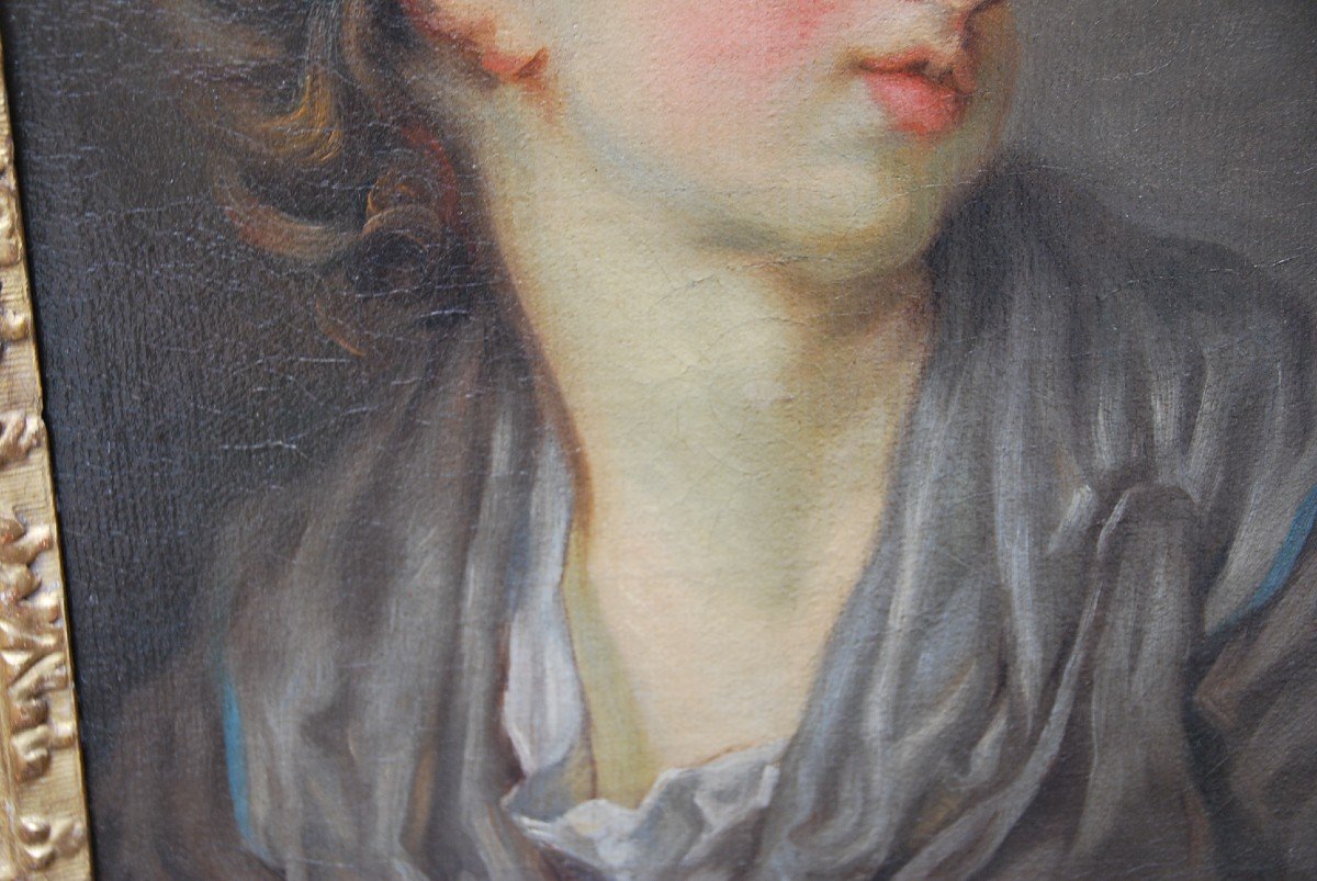 Greuze Follower Of, Portrait Of Young School Girl XVIII-photo-1