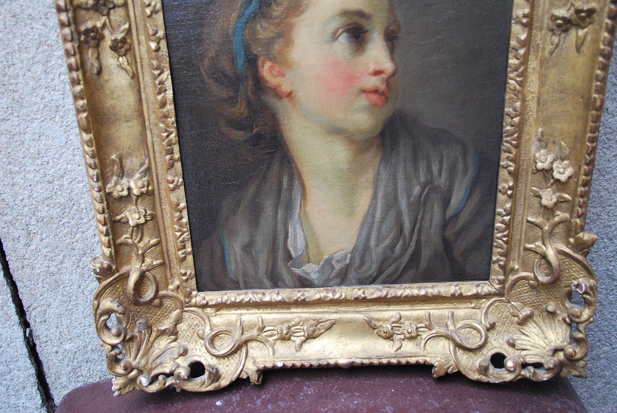 Greuze Follower Of, Portrait Of Young School Girl XVIII-photo-2