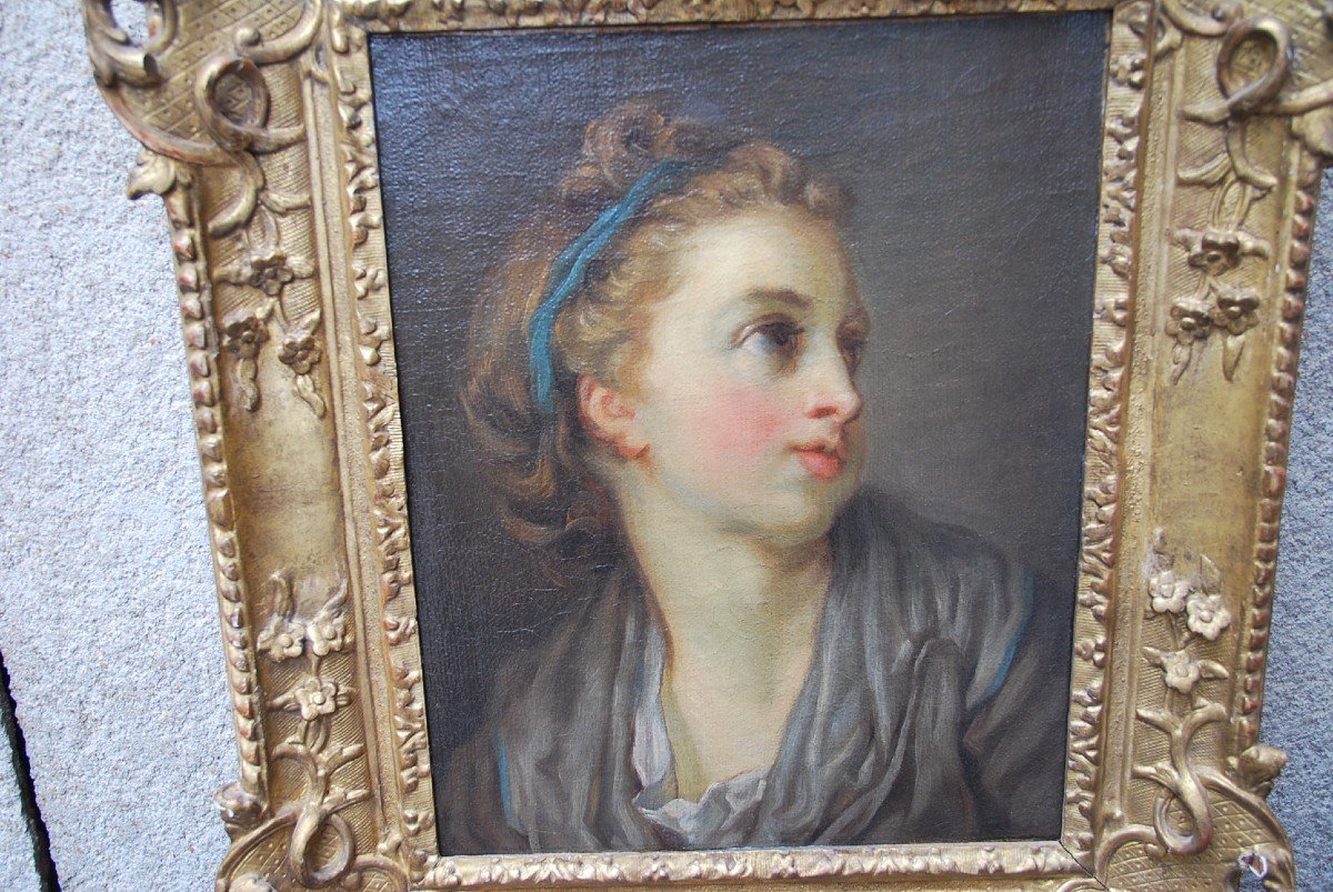 Greuze Follower Of, Portrait Of Young School Girl XVIII-photo-3