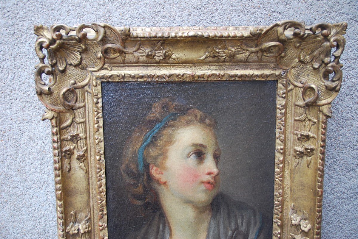 Greuze Follower Of, Portrait Of Young School Girl XVIII-photo-4