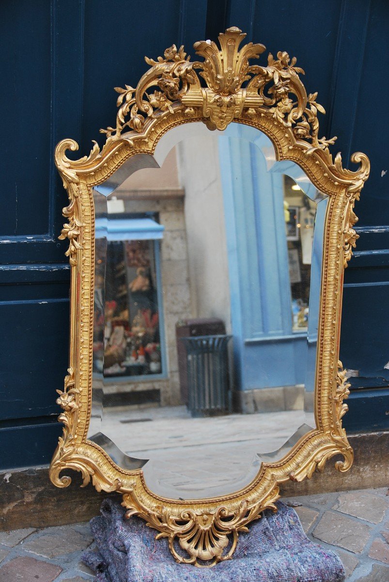 Mirror In Golden Wood D Napoleon III Period-photo-2