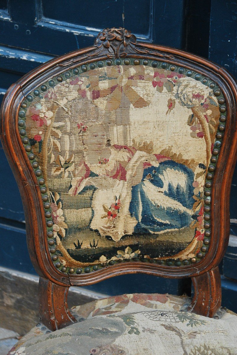 Louis XV Period Chair With XVIII Tapestry-photo-1