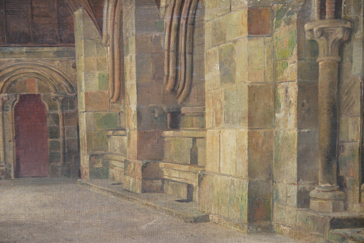 Le Mont Saint Michel Interior, Oil Signed De D 'entragues-photo-3