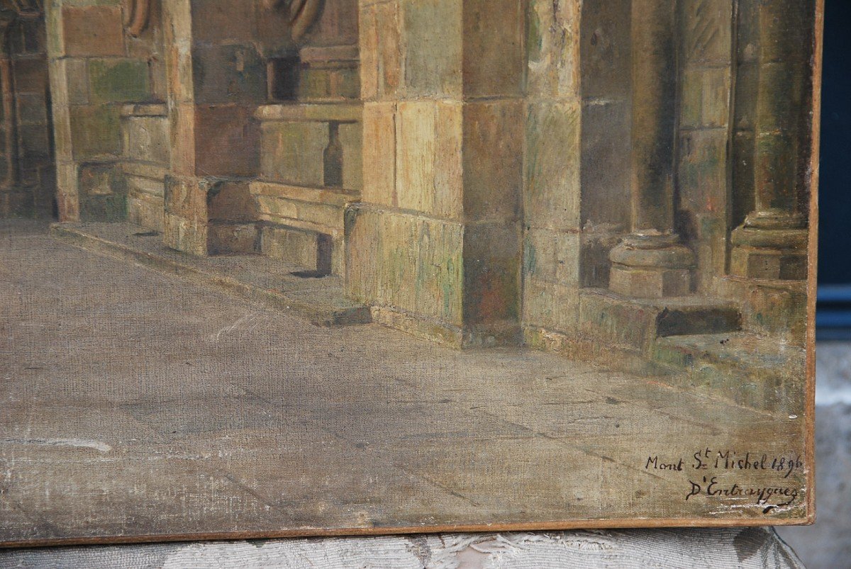 Le Mont Saint Michel Interior, Oil Signed De D 'entragues-photo-4