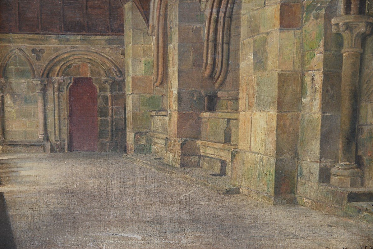 Le Mont Saint Michel Interior, Oil Signed De D 'entragues-photo-2