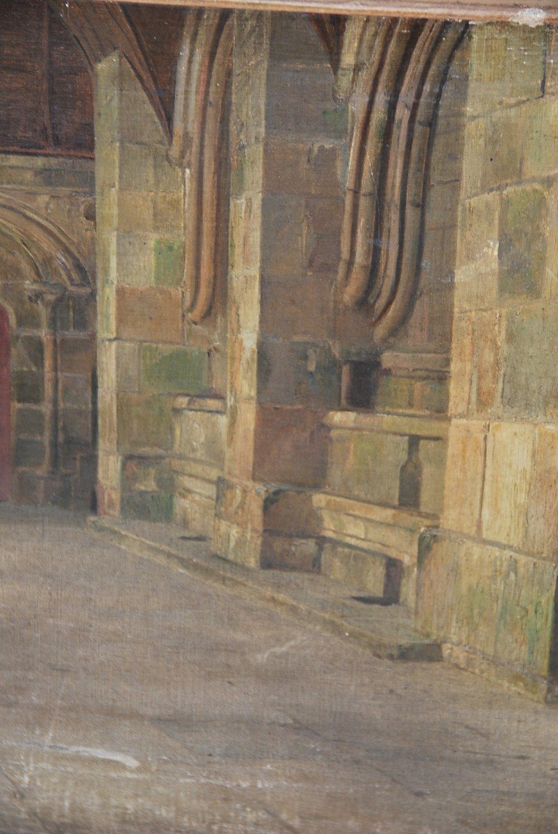 Le Mont Saint Michel Interior, Oil Signed De D 'entragues-photo-4